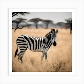 Zebra In The Savannah Art Print