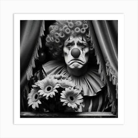 Clown With Flowers Art Print