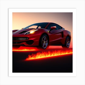 car over fire Art Print