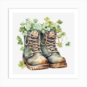 Boots With Shamrocks 6 Art Print