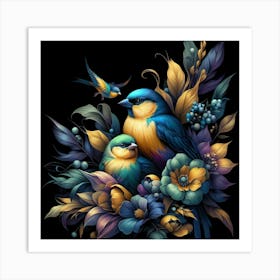 Birds And Flowers 3 Art Print