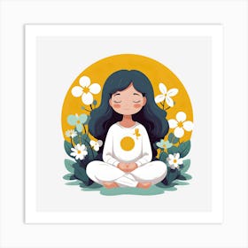 Serenity In Stillness Illustration Of A Woman Meditating Art Print