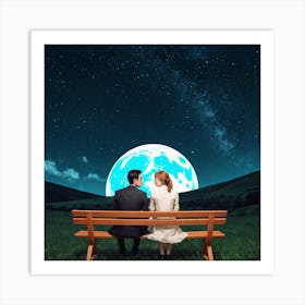 Couple Sitting On A Bench 13 Art Print