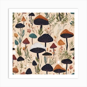 Whimsical Mushrooms pattern Art Print