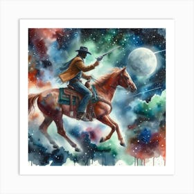 Cowboy On Horseback 3 Art Print