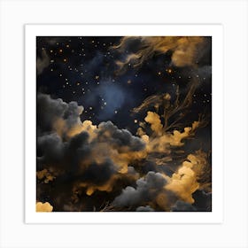 Night Sky With Stars And Clouds Art Print