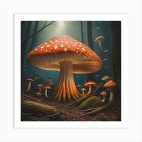 Mushroom In The Forest Art Print