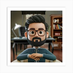 Cartoon Man In Office Art Print