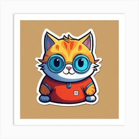 Cute Cat With Glasses Art Print