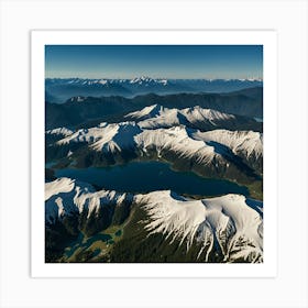 Aerial View Of Snow Capped Mountains Art Print