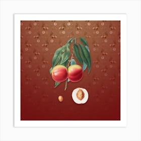 Vintage Peach Botanical on Falu Red Pattern n.0793 Art Print