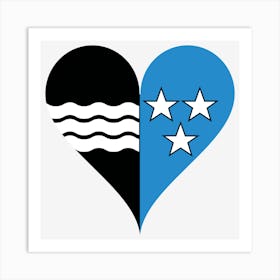 Heart Love Switzerland Aargau Canton Stars Waves Heart Shaped Coat Of Arms Flag Heart Shape Art Print