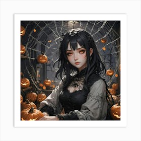 Halloween Goth Anime Girl 1 Art Print