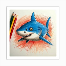 Shark Drawing 16 Art Print