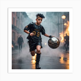 Boy With Soccer Ball Art Print