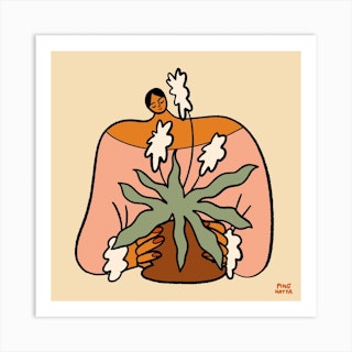 Slow Growth Is Good Growth Beige Square Art Print