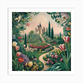 Tulips In The Garden 52 Art Print