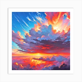 Sunset Over Clouds Art Print