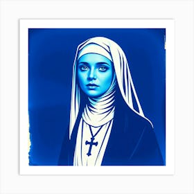 Nun in Blue Washed Art Print