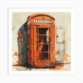 Orange Telephone Booth Art Print