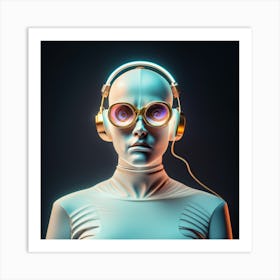 Futuristic Woman With Headphones 5 Art Print