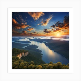 Sunrise Over Lake 2 Art Print