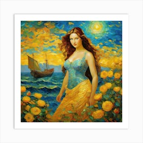 Girl In A Yellow Dressgui Art Print