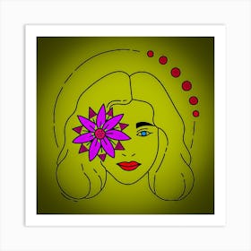 Woman With A Flower In Her Eye Art Print