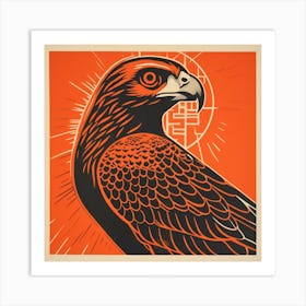 Retro Bird Lithograph Falcon 3 Art Print