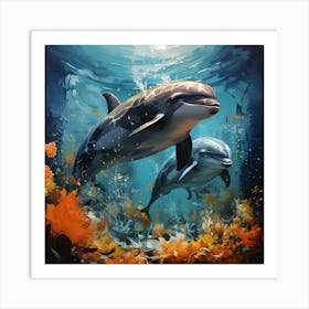 Dolphins In The Ocean Art Print