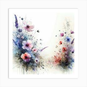 Watercolor Flowers 1 Art Print