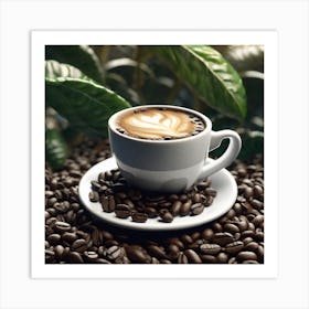 Coffee Cup On Coffee Beans 17 Art Print