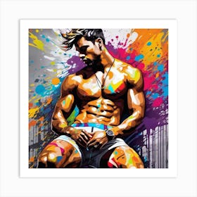 Man Sitting On The Floor Art Print