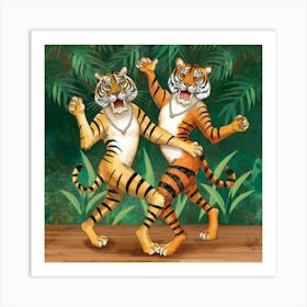 Tango Dancing Tigers Fiesta Print Art Art Print