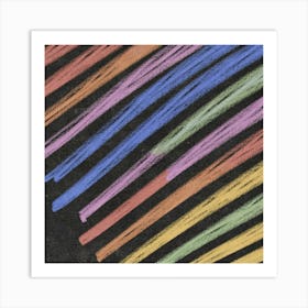 Black Paper Thick Pastel Crayon Lines In Differ Art Print