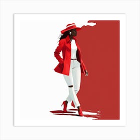 Woman In Red Coat Art Print