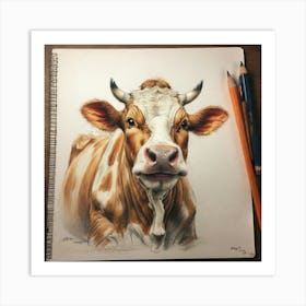 Cow Drawing 10 Art Print