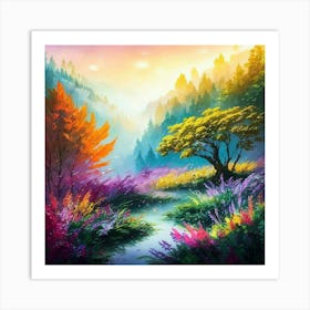 Very Soft Watercolors Where A Landscape Faintly Art Print