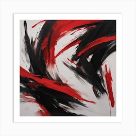 Abstract Red Black Painting 1 Art Print