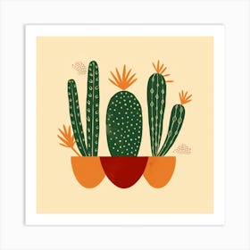 Rizwanakhan Simple Abstract Cactus Non Uniform Shapes Petrol 30 Art Print