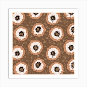 Polka Dot Flower Fringes Mocha Gold Art Print