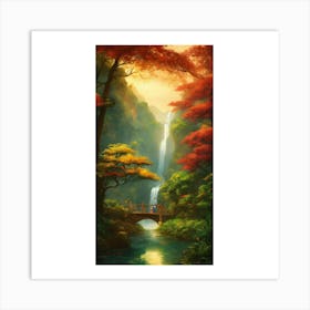 Waterfall In The Forest 3 Art Print