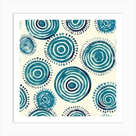 Blue Circles 25 Art Print