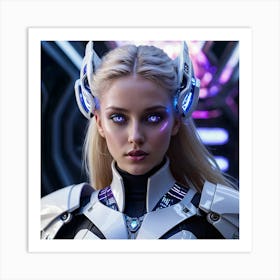 Futuristic Girl With Blue Eyes 2 Art Print