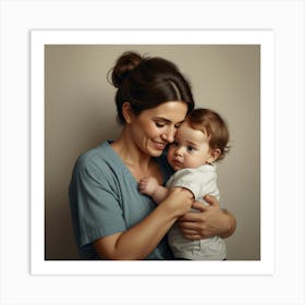 Portrait Of A Mother Holding Her Baby Art Print