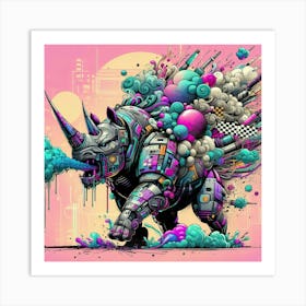 Rhino - Psychedelic Art Art Print