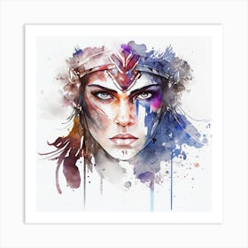 Watercolor Warrior Woman #1 Art Print