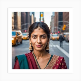 Indian Woman In New York City Art Print