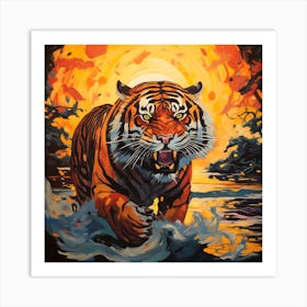 Tiger In The Water Art Print