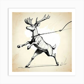 Deer With A Rope 1 Art Print